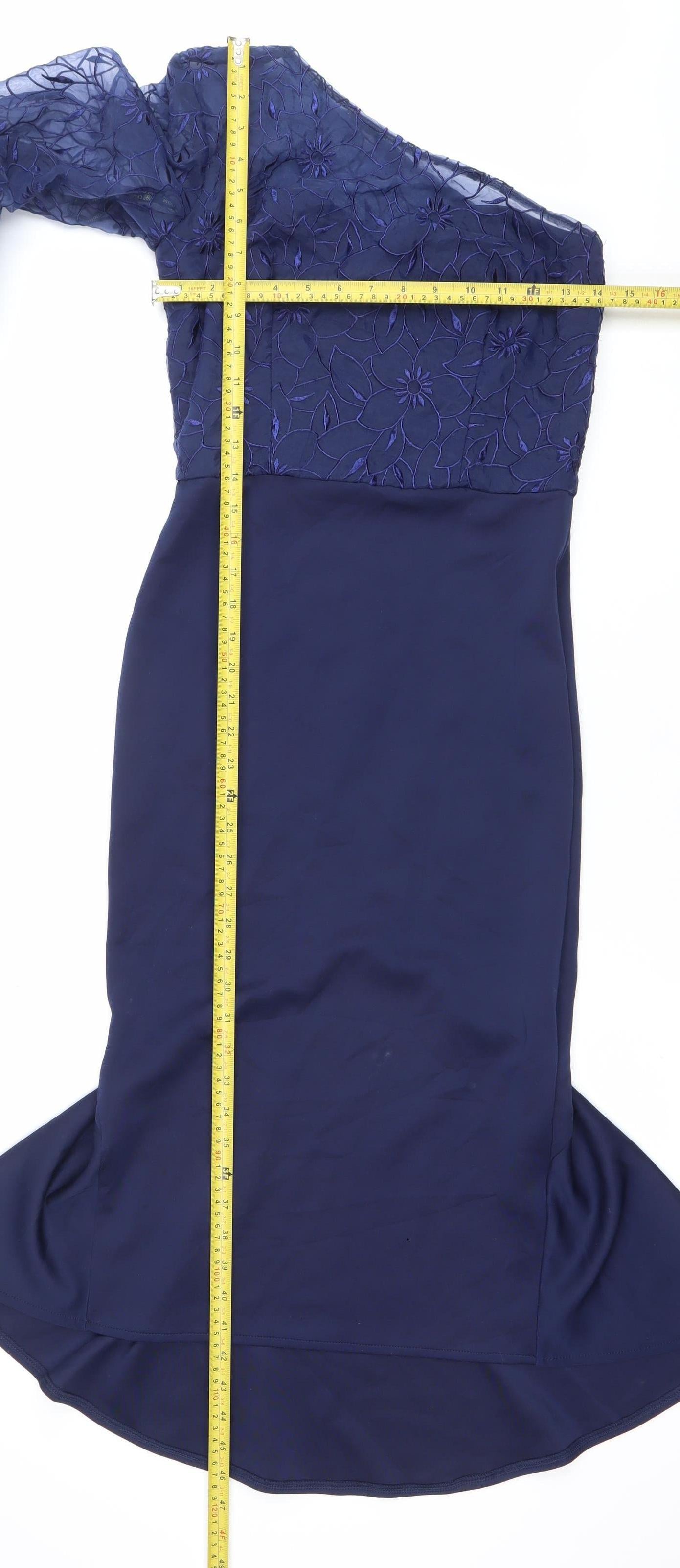 21st London Women’s Blue One Shoulder Mermaid Midi Dress Size 16