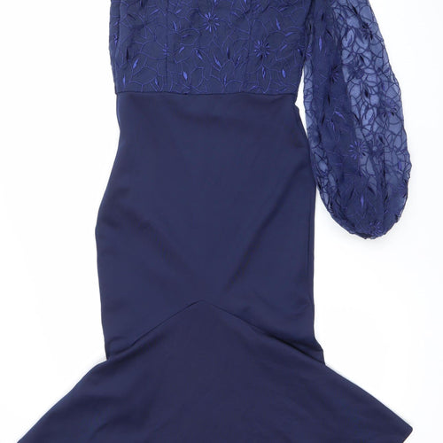21st London Women’s Blue One Shoulder Mermaid Midi Dress Size 16