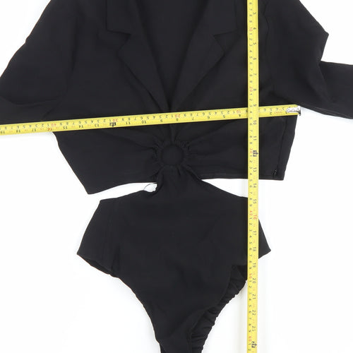 Zara Women Black Long Sleeve Collared Bodysuit Size 10