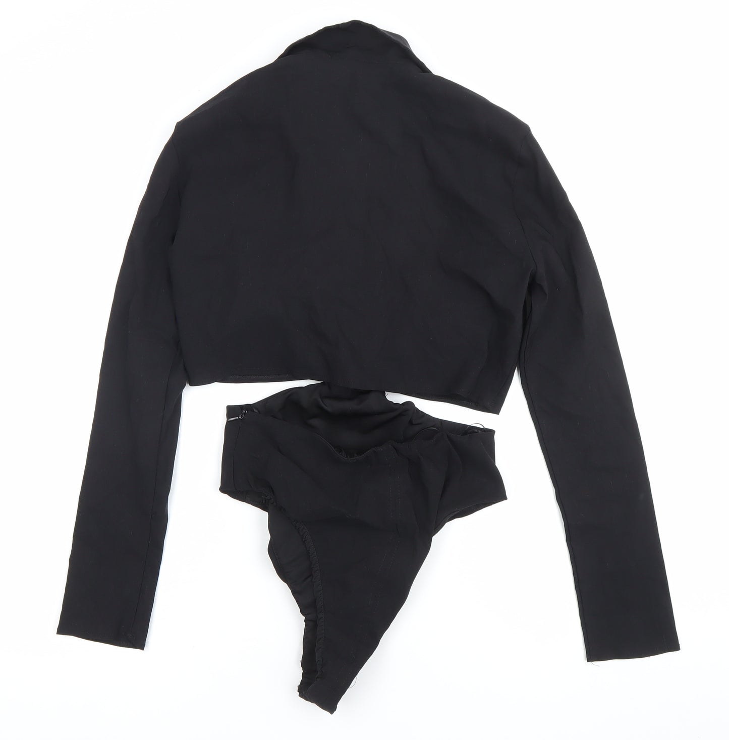 Zara Women Black Long Sleeve Collared Bodysuit Size 10