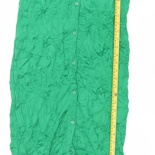 PrettyLittleThing Womens Green Long Sleeve Shirt Dress Size 10
