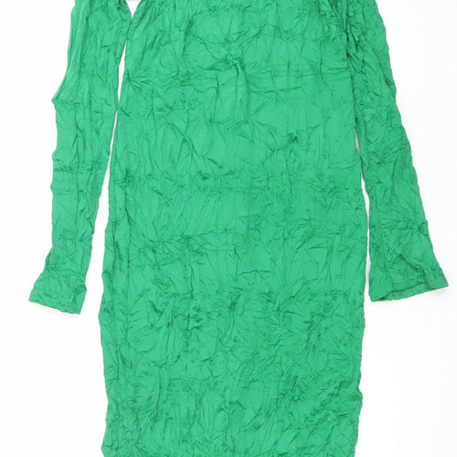 PrettyLittleThing Womens Green Long Sleeve Shirt Dress Size 10
