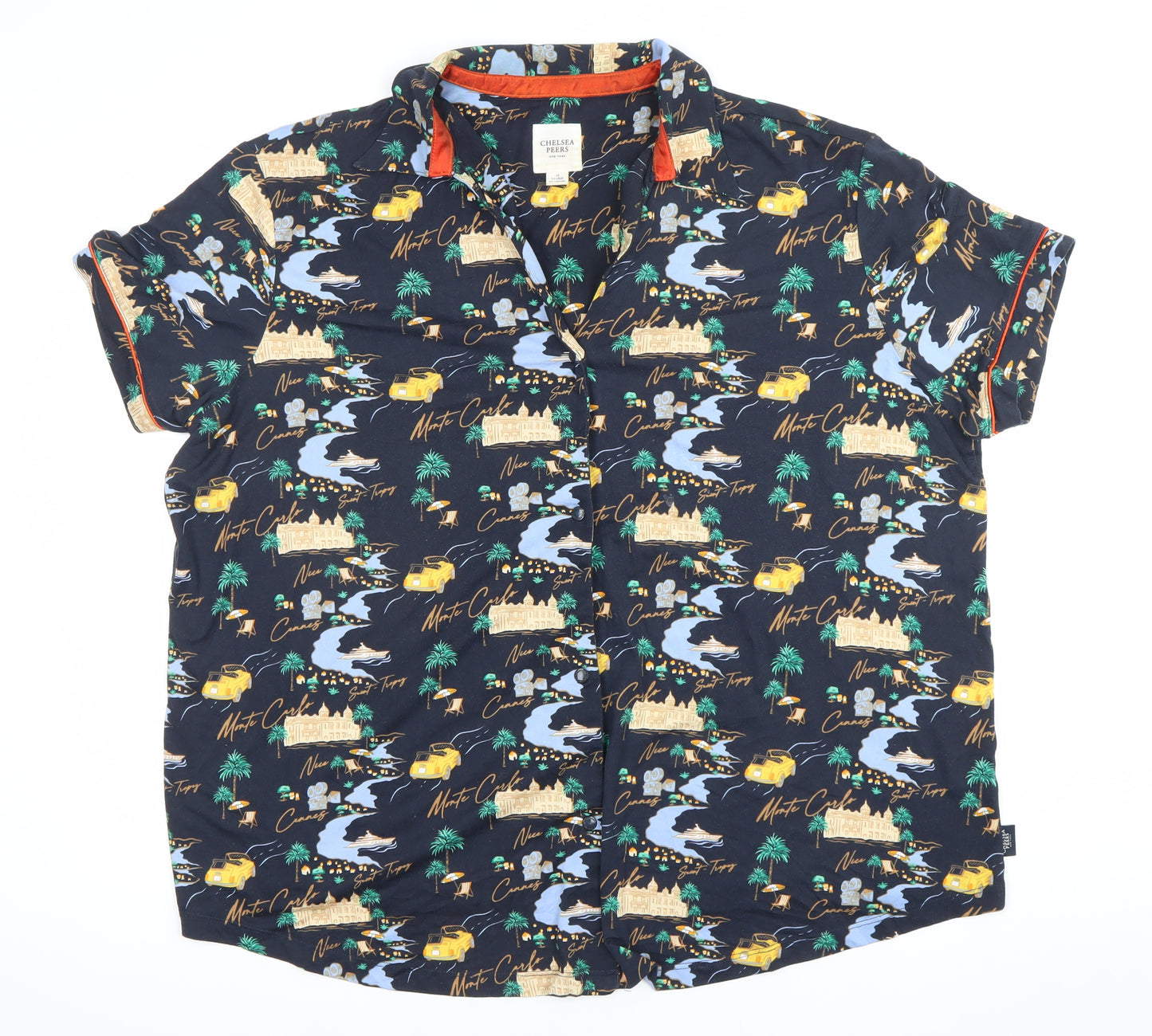 Chelsea Peers Womens Multicoloured Pyjama Shirt Top Size 16