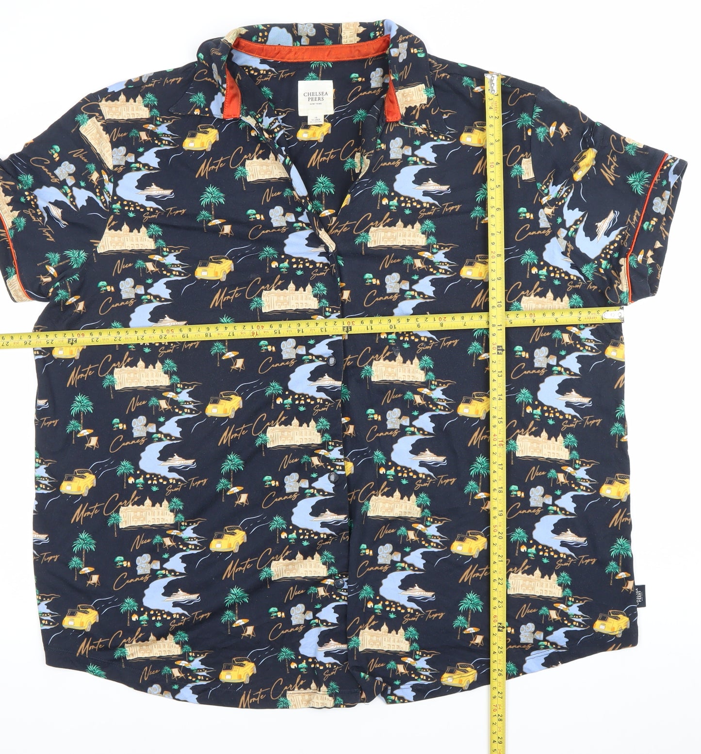 Chelsea Peers Womens Multicoloured Pyjama Shirt Top Size 16
