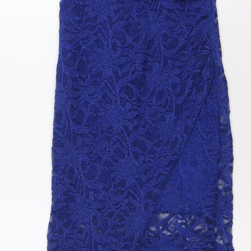 Quiz Women’s Blue Lace Bodycon Midi Dress Size 10 V-Neck Cocktail Party