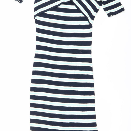Oasis Women’s Blue Striped Midi Bodycon Dress Size M
