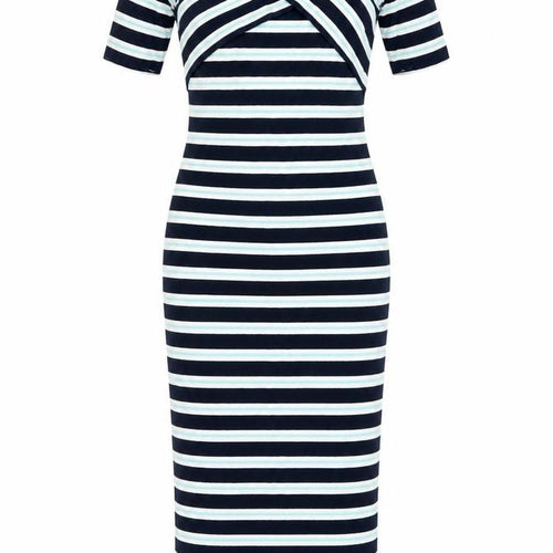 Oasis Women’s Blue Striped Midi Bodycon Dress Size M