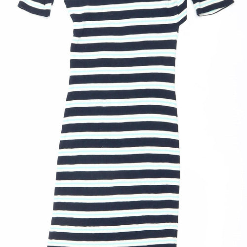 Oasis Women’s Blue Striped Midi Bodycon Dress Size M