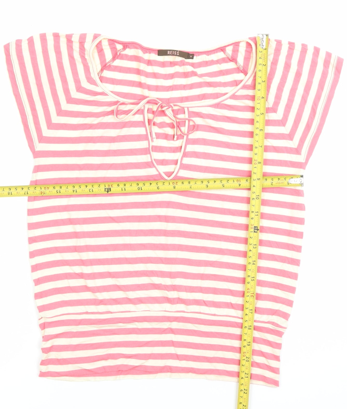 Reiss Women Pink Striped Viscose Tunic Blouse M