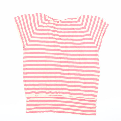 Reiss Women Pink Striped Viscose Tunic Blouse M