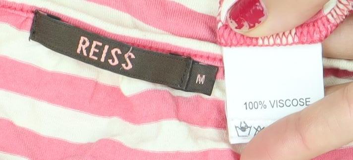 Reiss Women Pink Striped Viscose Tunic Blouse M