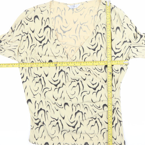 Joanahope Women's Beige Animal Print Wrap Blouse Size 18 V-Neck 3/4 Sleeve