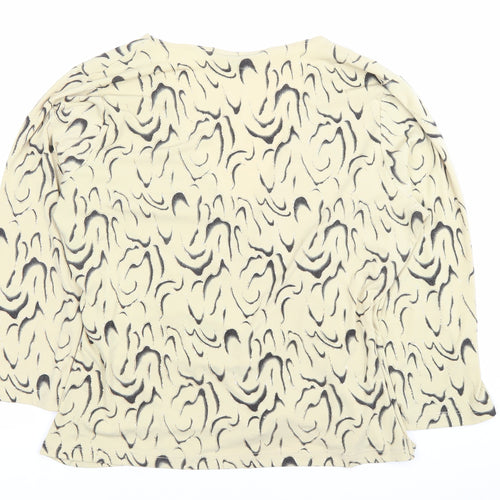 Joanahope Women's Beige Animal Print Wrap Blouse Size 18 V-Neck 3/4 Sleeve