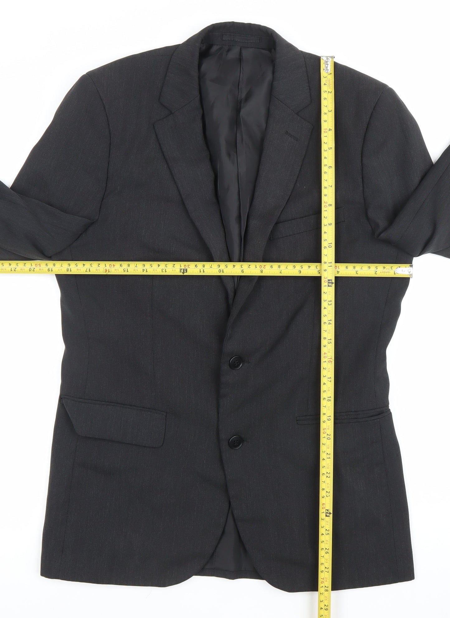 Fellini Traveller Men's Grey 36R Blazer Jacket Single-Breasted