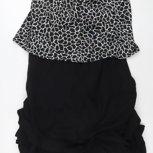 Jojoby Womens Black White Animal Print Shift Dress L Sleeveless