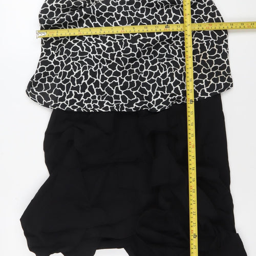 Jojoby Womens Black White Animal Print Shift Dress L Sleeveless