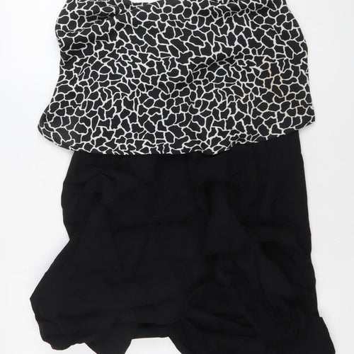 Jojoby Womens Black White Animal Print Shift Dress L Sleeveless
