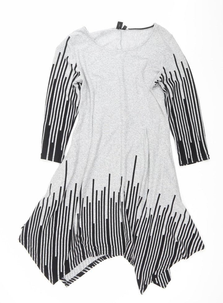 Izabel London Women’s Grey Striped Shift Dress Size 12