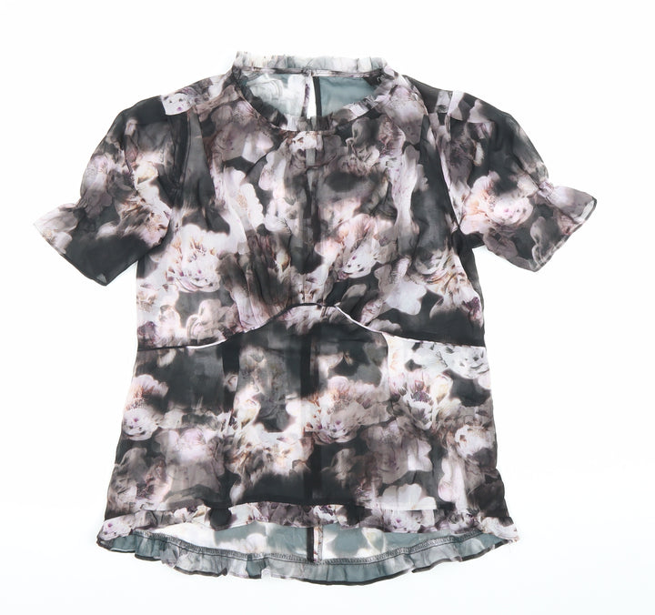 Next Womens Floral Sheer Chiffon Blouse Size 8 Multicoloured Tunic