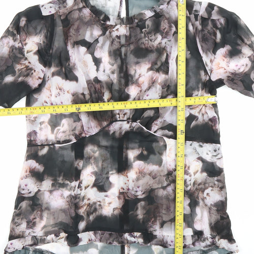 Next Womens Floral Sheer Chiffon Blouse Size 8 Multicoloured Tunic