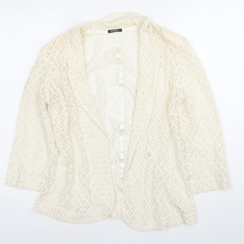 Roman Women Ivory Lace Kimono Blouse Size 12 3/4 Sleeve