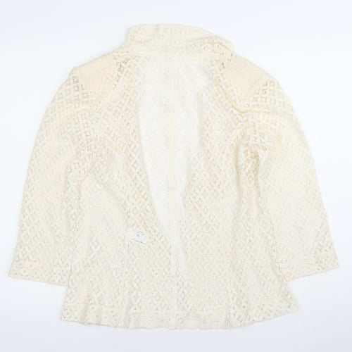 Roman Women Ivory Lace Kimono Blouse Size 12 3/4 Sleeve