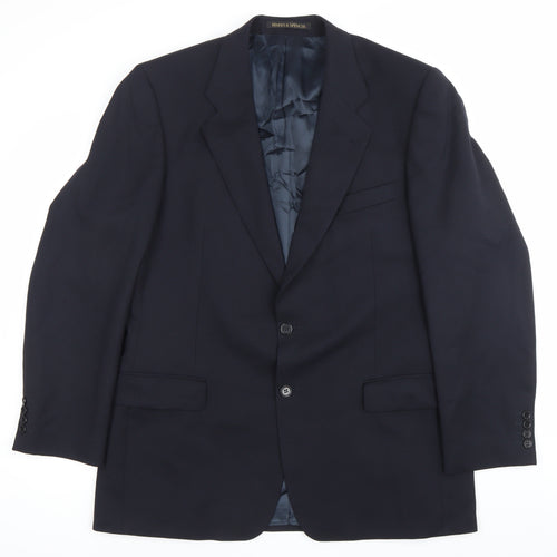 Marks and Spencer Men’s Navy Blue 42L Wool Blend Blazer Jacket