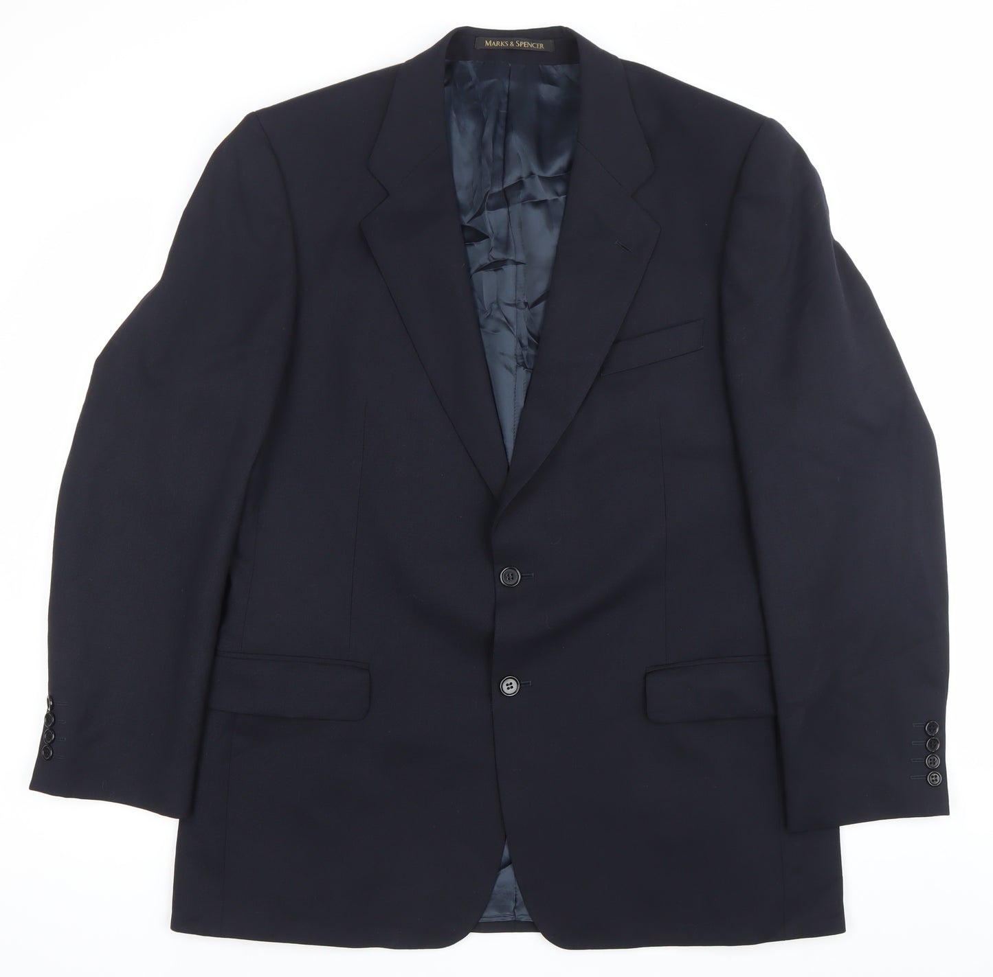 Marks and Spencer Men’s Navy Blue 42L Wool Blend Blazer Jacket