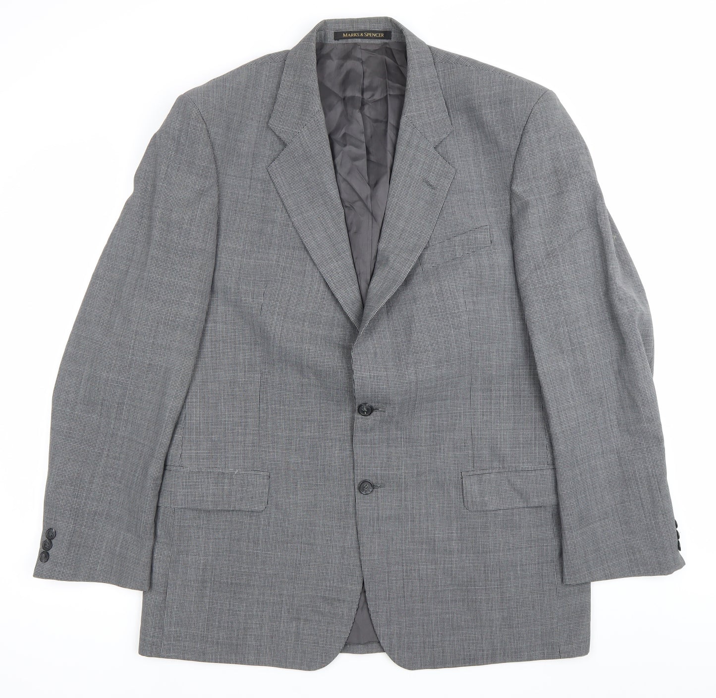 Marks and Spencer Men's Grey 42L Wool Blend Blazer Jacket Classic Fit