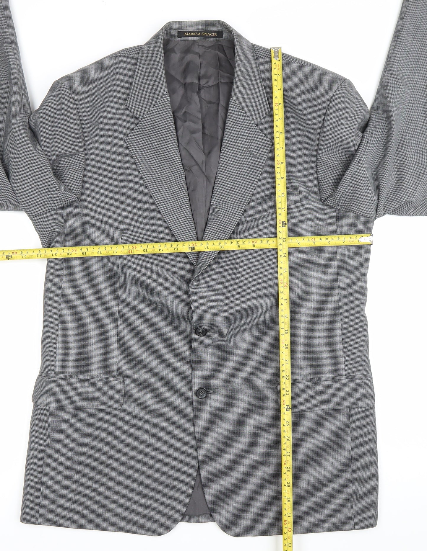 Marks and Spencer Men's Grey 42L Wool Blend Blazer Jacket Classic Fit