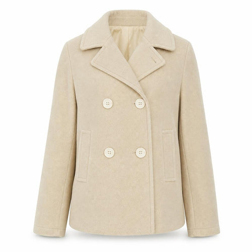 ASOS Women’s Beige Wool Blend Pea Coat UK 8 Mid-Length Classic