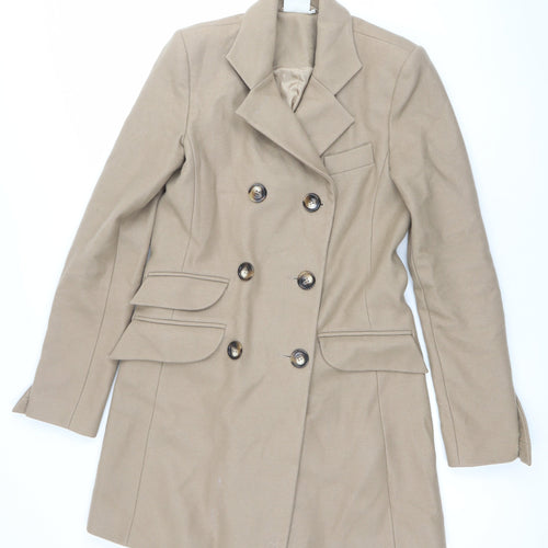 ASOS Women’s Beige Wool Blend Pea Coat UK 8 Mid-Length Classic