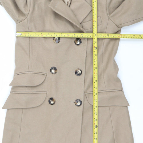 ASOS Women’s Beige Wool Blend Pea Coat UK 8 Mid-Length Classic