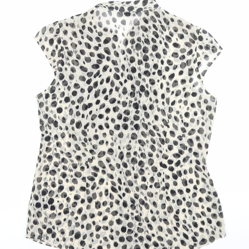 Marks and Spencer Autograph Women's Black Animal Print Ruffle Blouse Size 14