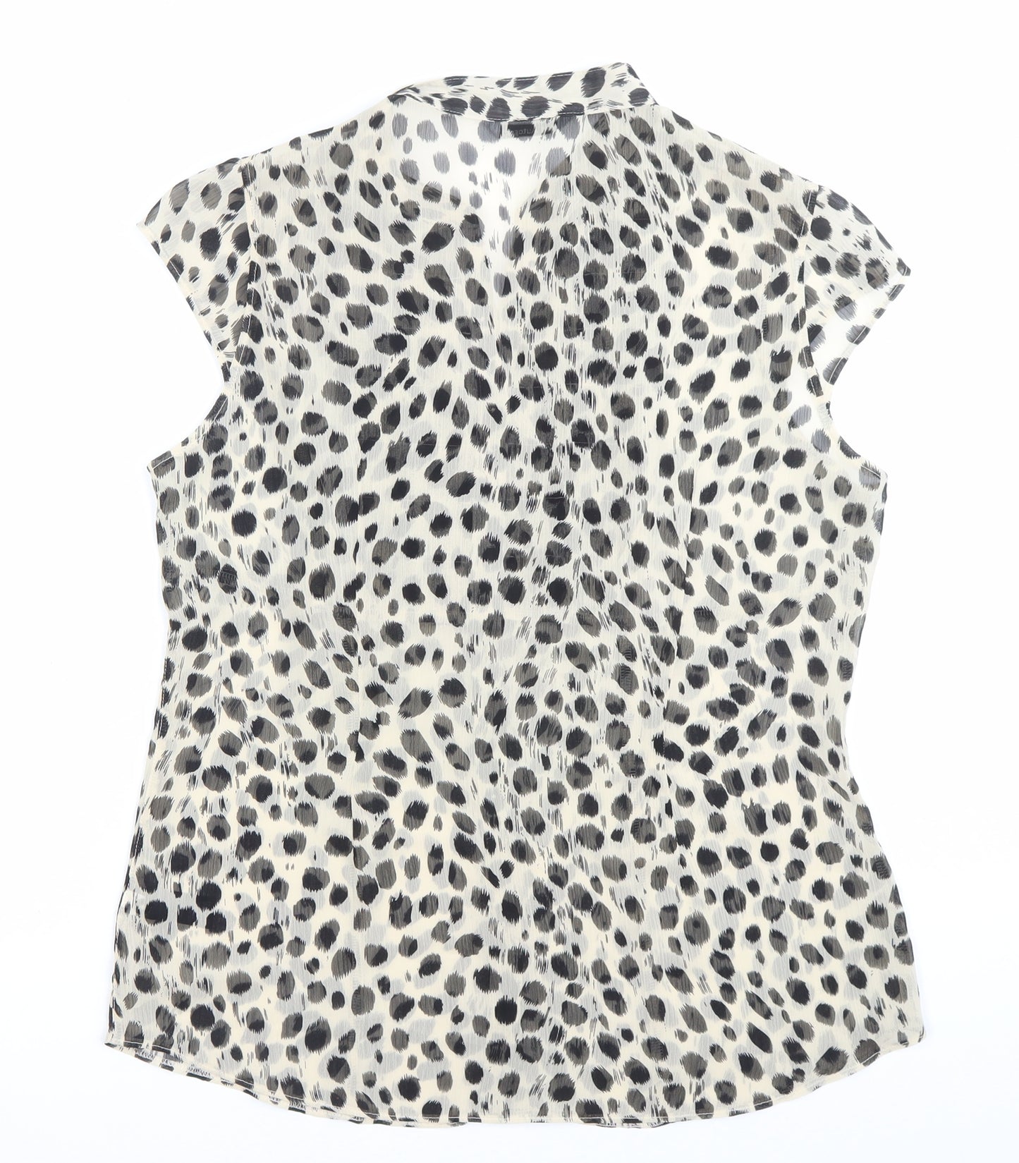 Marks and Spencer Autograph Women's Black Animal Print Ruffle Blouse Size 14