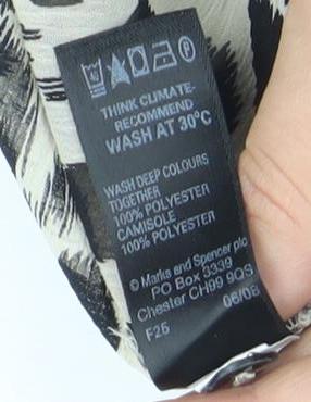 Marks and Spencer Autograph Women's Black Animal Print Ruffle Blouse Size 14