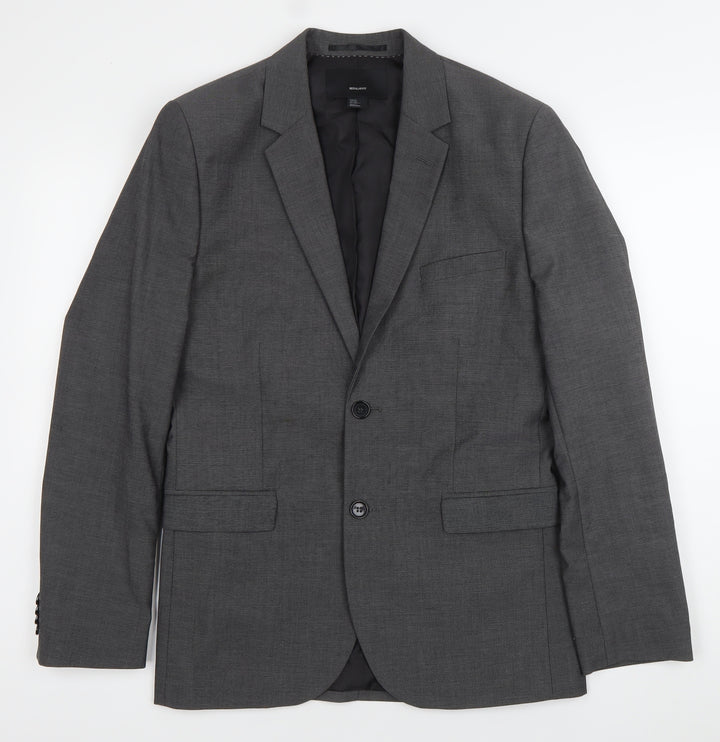 H&M Men Grey Blazer Jacket Size L 40 Regular Fit Two Button