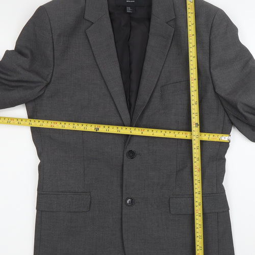 H&M Men Grey Blazer Jacket Size L 40 Regular Fit Two Button