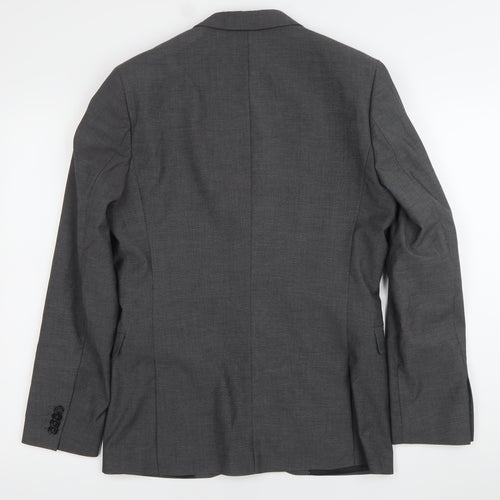 H&M Men Grey Blazer Jacket Size L 40 Regular Fit Two Button