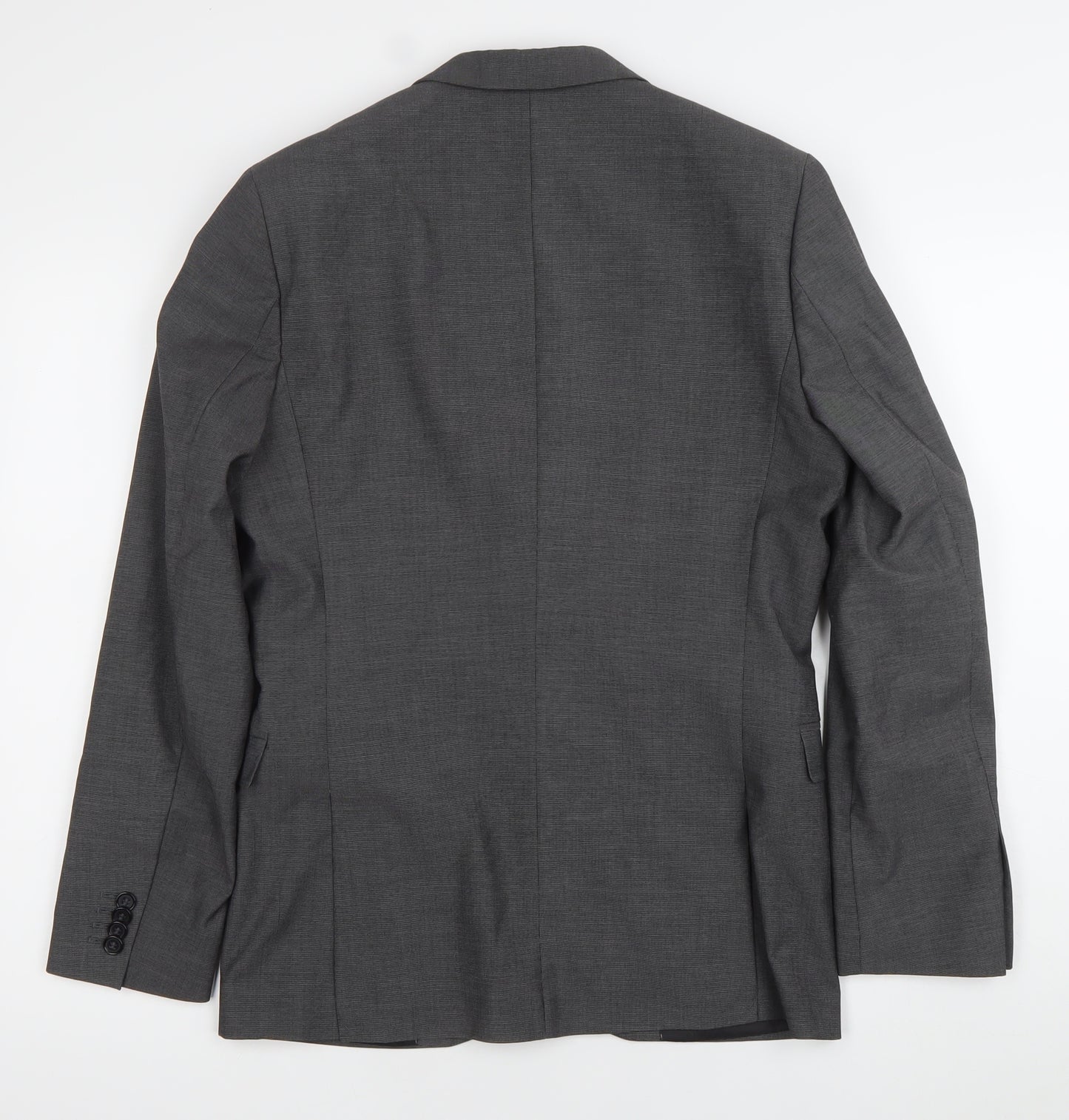 H&M Men Grey Blazer Jacket Size L 40 Regular Fit Two Button