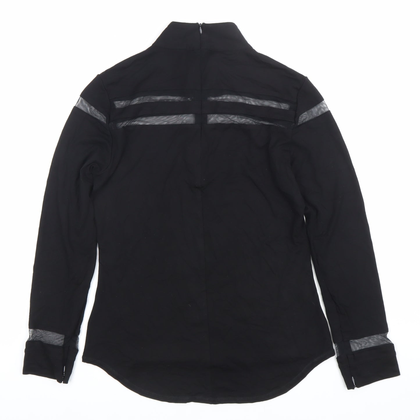 Karen Millen Womens Black Size 10 Mock Neck Long Sleeve Slim Blouse