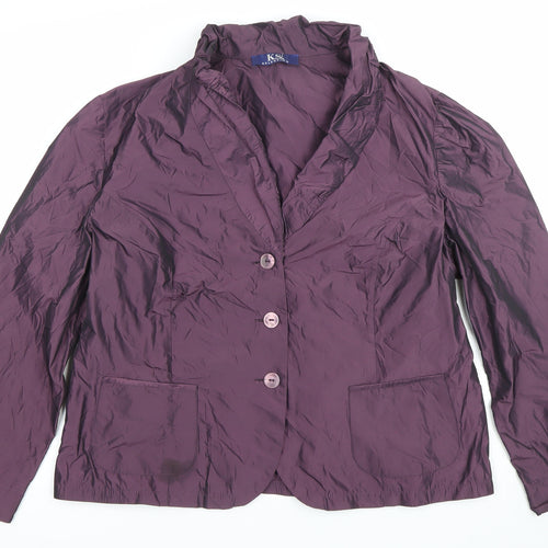 KSK Selection Womens Purple Blazer Jacket Size 12 Buttoned Pockets