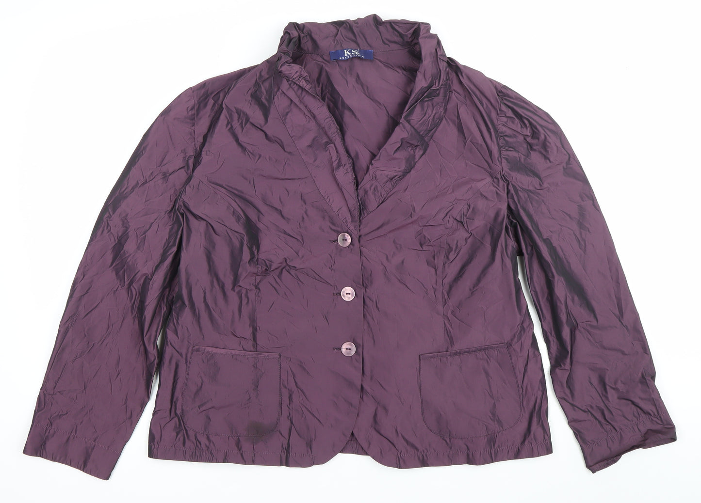 KSK Selection Womens Purple Blazer Jacket Size 12 Buttoned Pockets