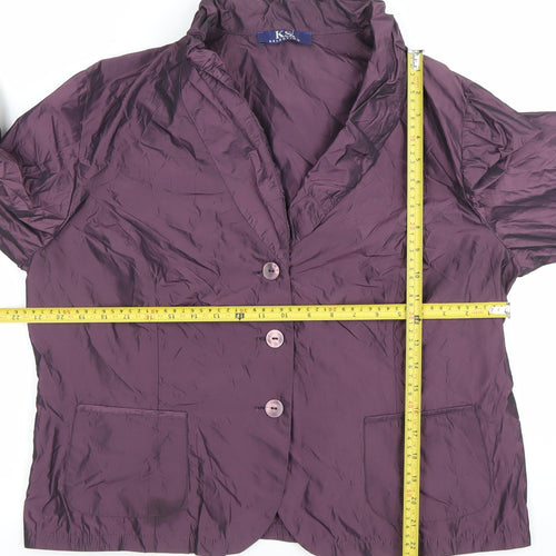 KSK Selection Womens Purple Blazer Jacket Size 12 Buttoned Pockets