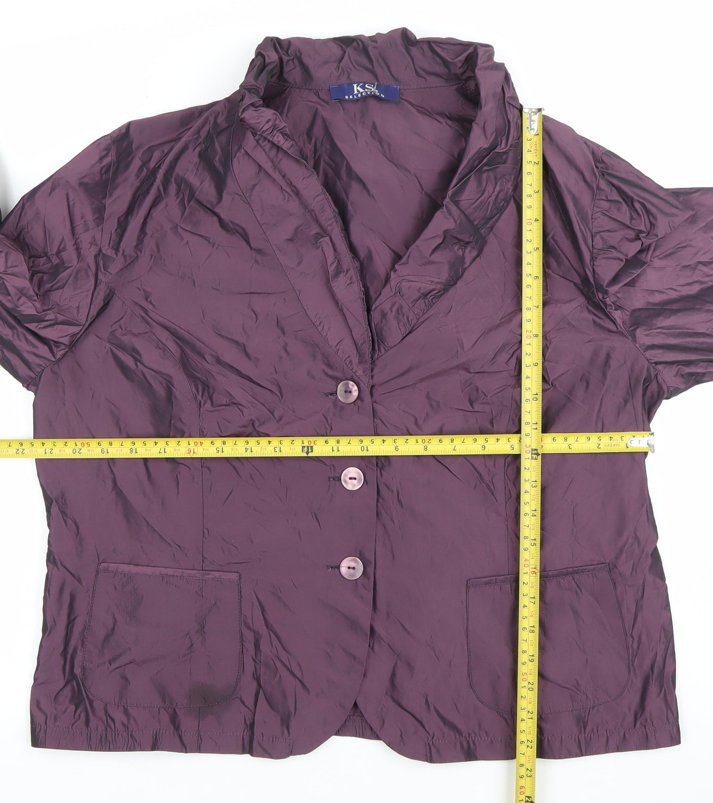 KSK Selection Womens Purple Blazer Jacket Size 12 Buttoned Pockets