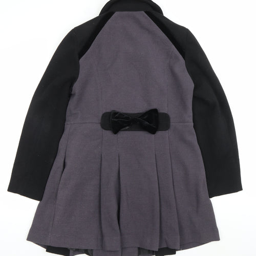 Sugarhill Boutique Women’s Grey Black Pea Coat UK 16 Double Breasted