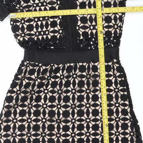 Dunify Women’s Black Lace Sheath Dress Size S Collared Cocktail