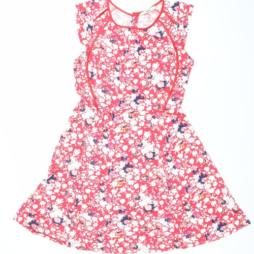 Warehouse Women’s Pink Floral Fit & Flare Dress Size 8 Sleeveless