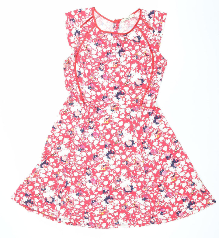 Warehouse Women’s Pink Floral Fit & Flare Dress Size 8 Sleeveless