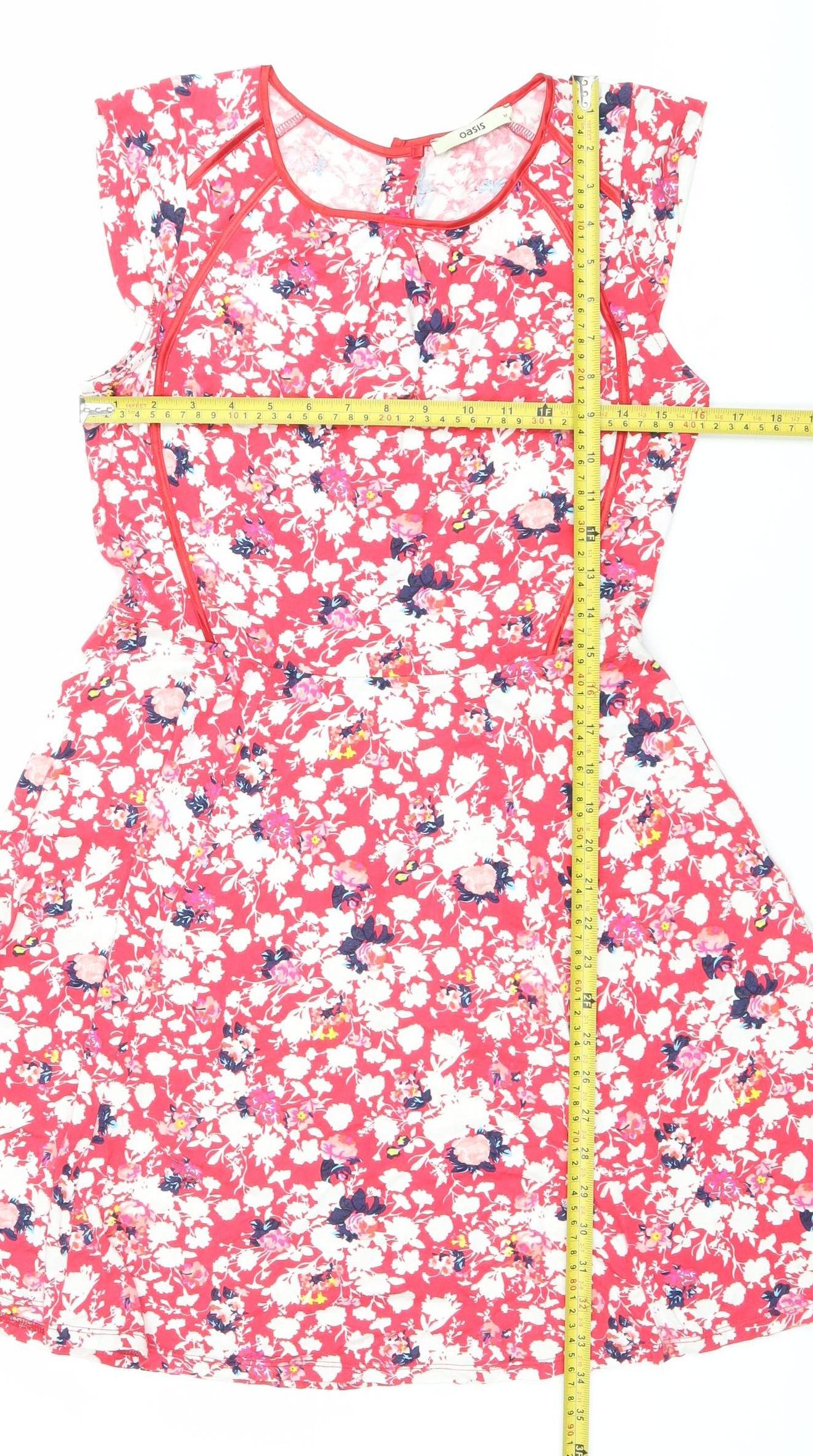Warehouse Women’s Pink Floral Fit & Flare Dress Size 8 Sleeveless